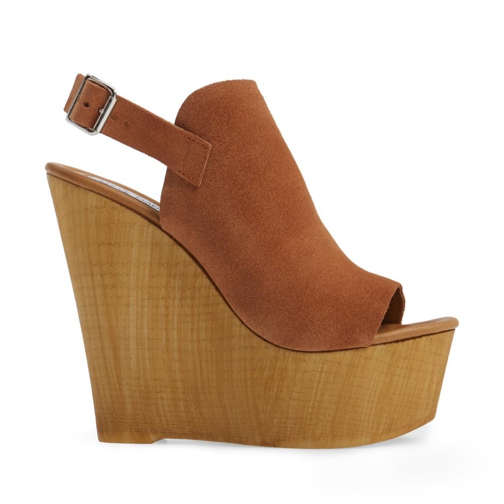 steve madden branded platform wedge sandal